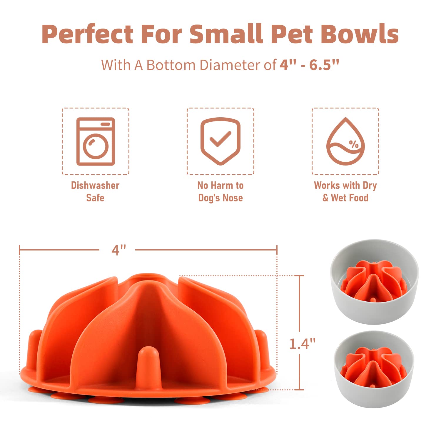 Jaoul Dog Slow Feeder Insert,Dog Bowls Small Slow Feeder,Puzzle Design with 21 Octopus Suction Cups for Small Breed Dog Bowls Sm