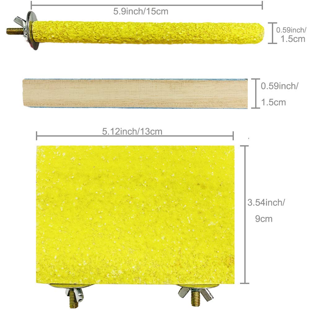 Hamiledyi 6 Pcs Bird Perch Stand Toy Wood Parrot Paw Grinding Stick Perch Stand Platform Parakeet Cage Accessories Exercise Toys For Budgies Cockatiel Conure
