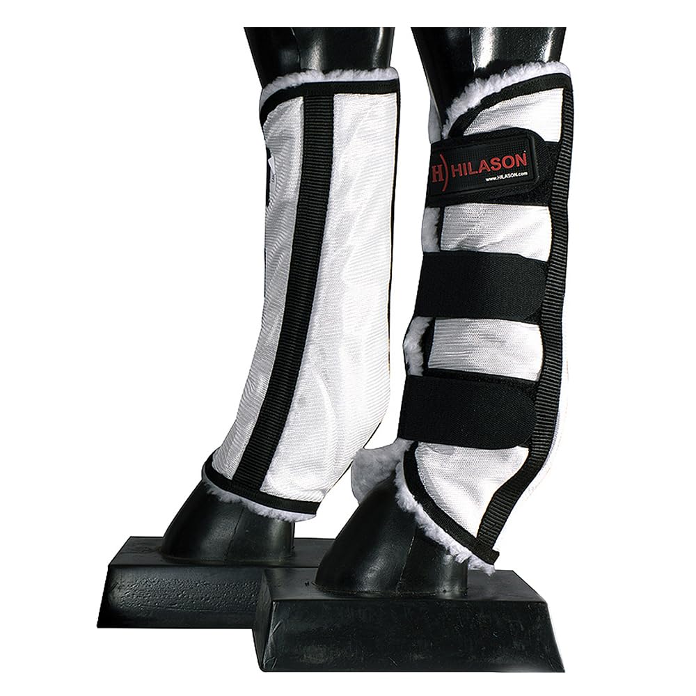 HILASON Western Horse Fly Boots W/Fleece Uv Protection Insects White