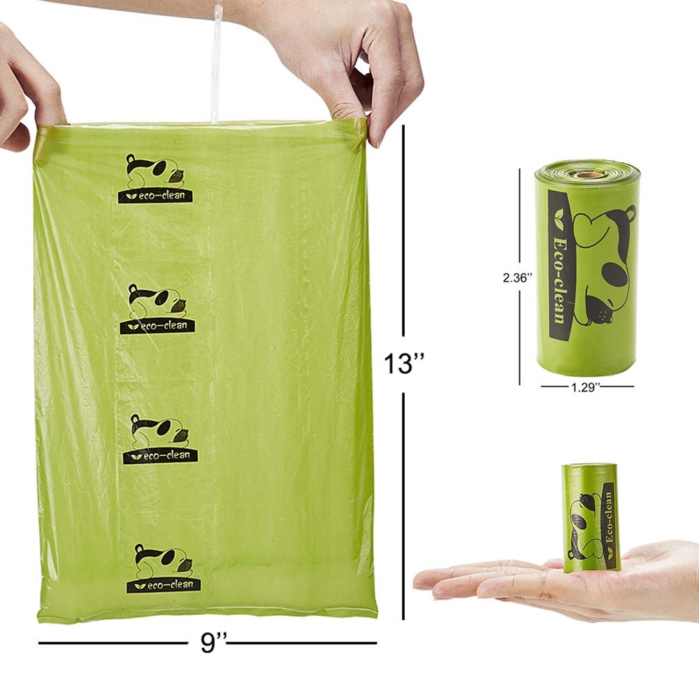 ECO-CLEAN Dog Poop Bags, 360 Unscented Leak-Proof Waste Bags with Dispenser, Green, Easy Tear-Off, 24 Rolls, 361 Piece Set