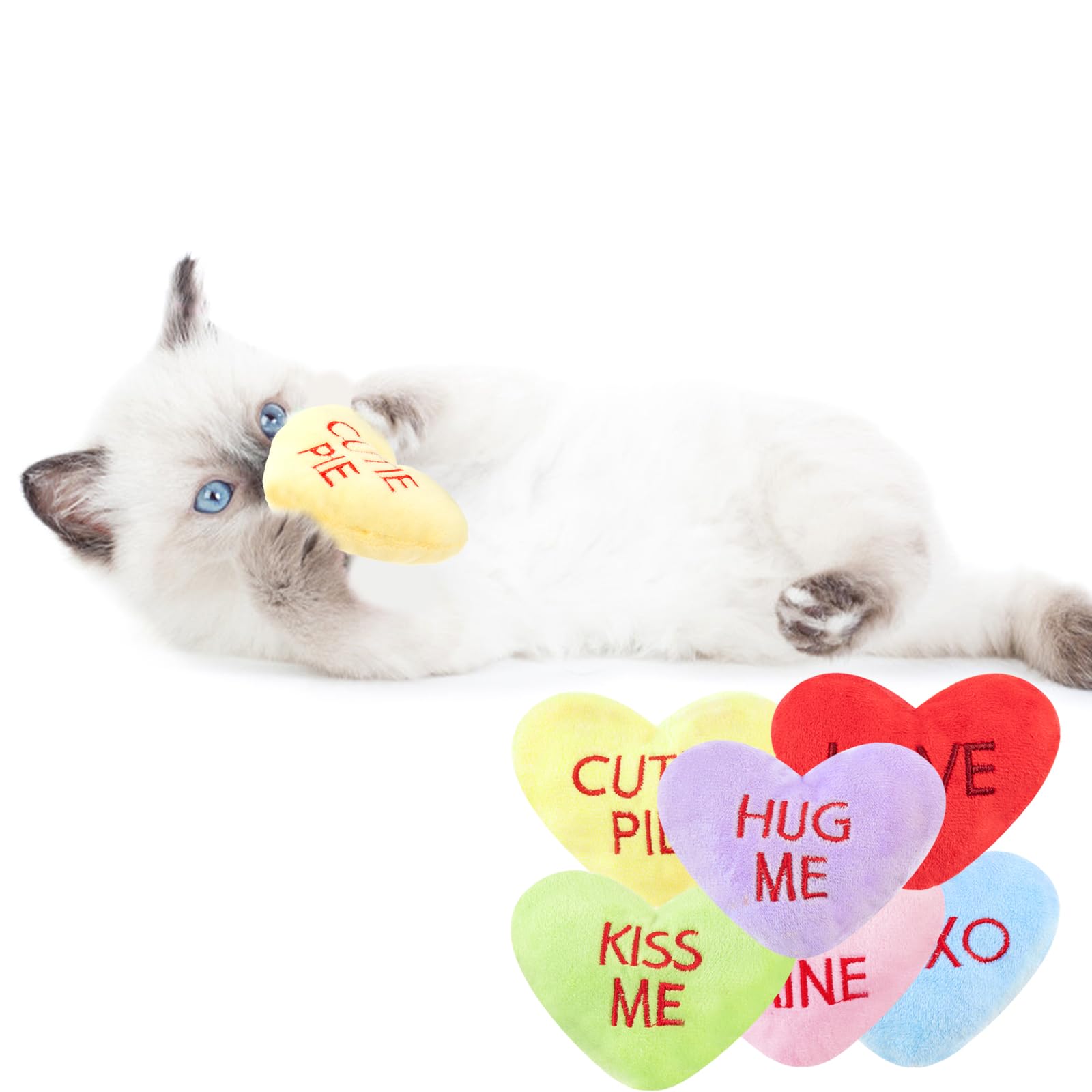Jocomoni 6Pcs Valentine'S Day Heart Catnip Toy