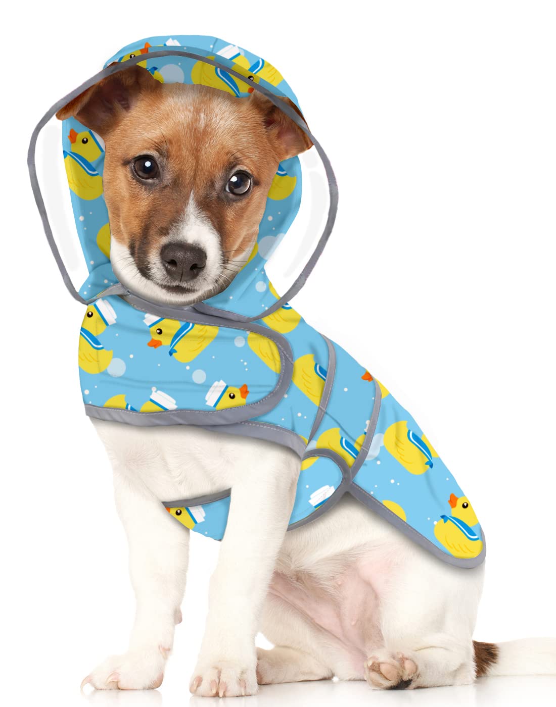 Hde Dog Raincoat With Clear Hood Rain Jacket Poncho For Small Medium Large Dogs Sailor Ducks Blue - S