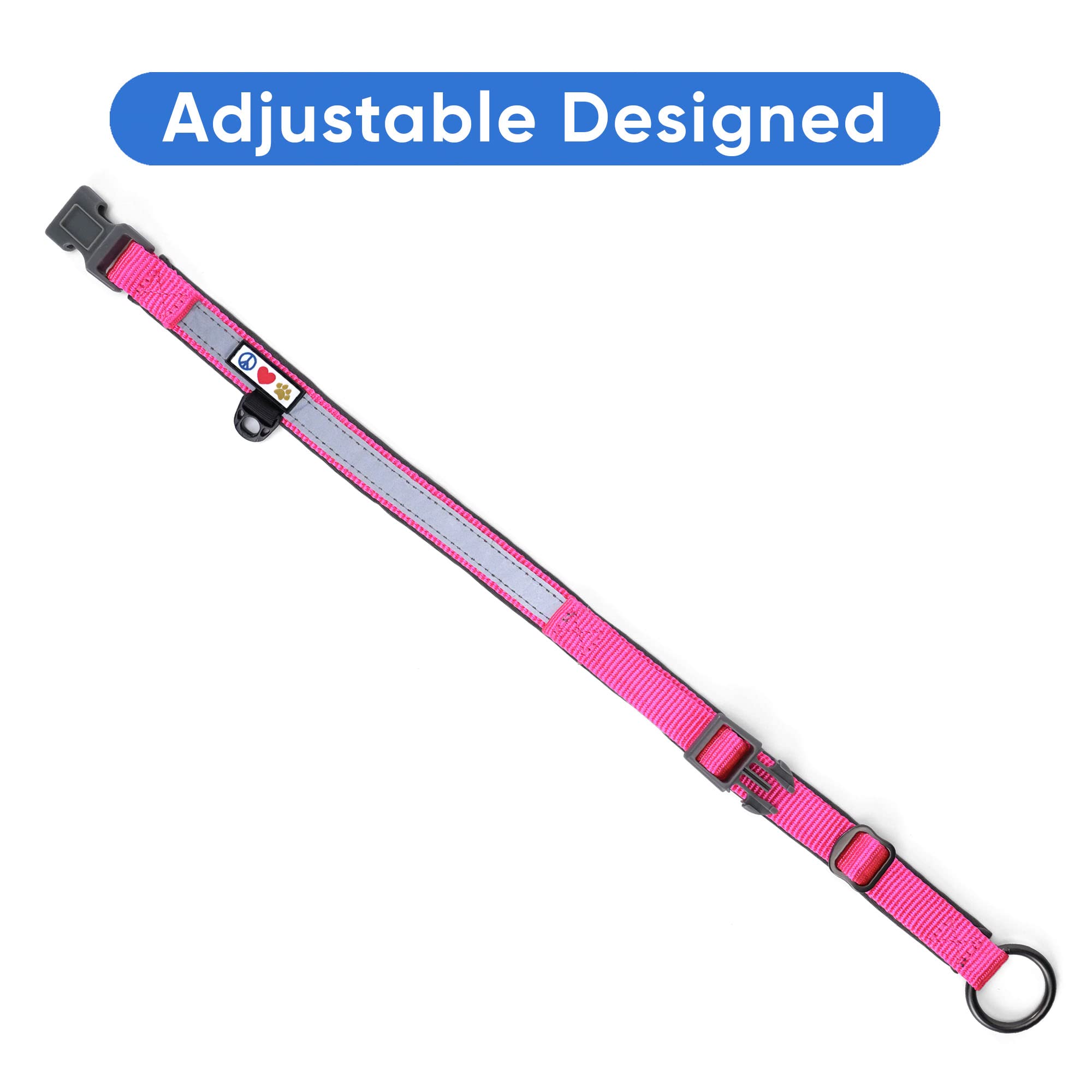 Pawtitas Lumberjack Pad Reflective Pink Neoprene Collar - Medium/Large Puppy Training Collar
