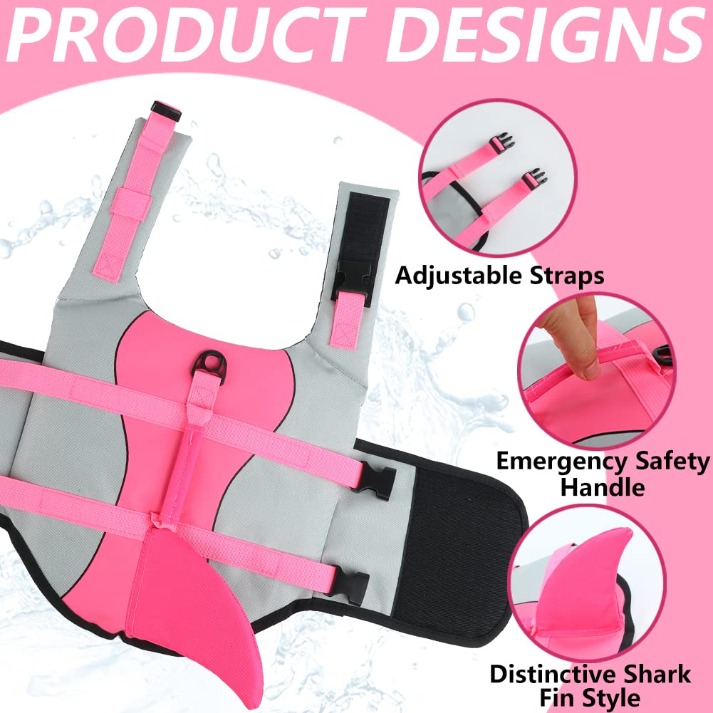 Emust Dog Life Vests, Dog Floats For Swimming, Boat, Pool, Ripstop Dog Life Jacket With High Buoyancy And Lift Handle For Small And Medium Breeds, (M,Pink)