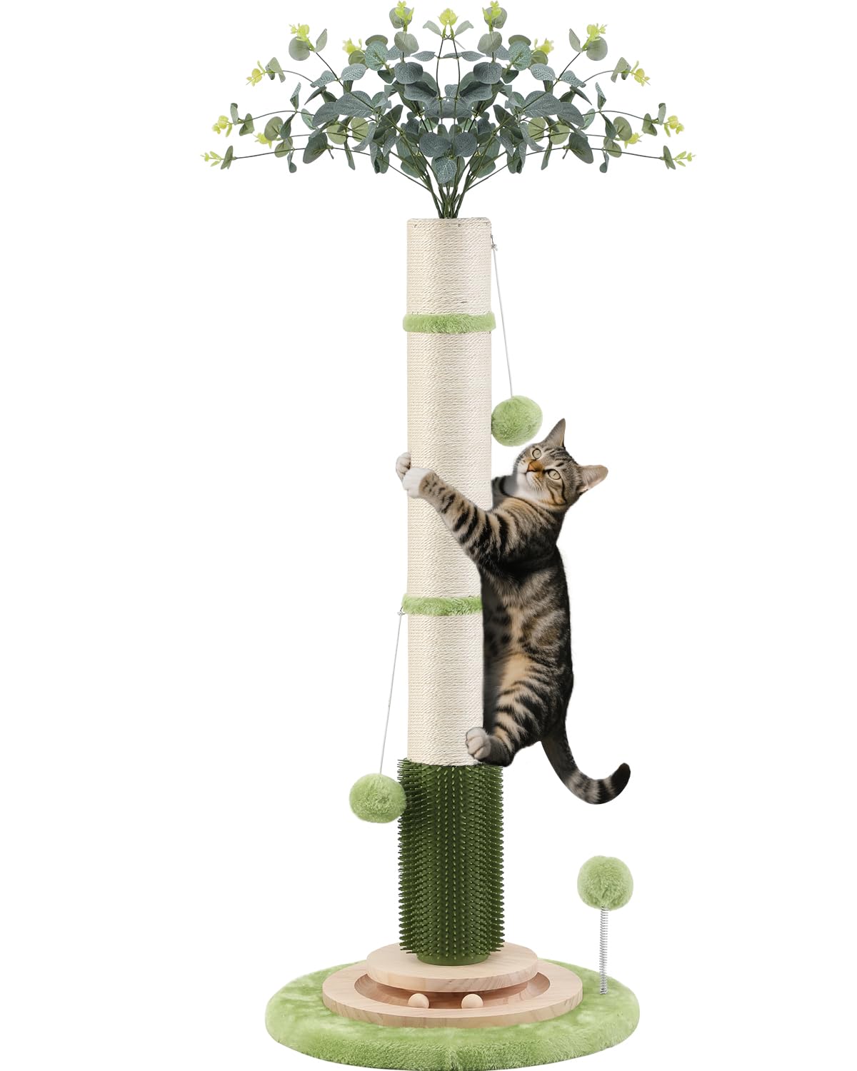 45'' Tall Cat Scratching Post,3.5Inch Diameter Sisal Rope Scratching Post For Indoor Cats Adults Kittens,Cat Scratcher With Inte