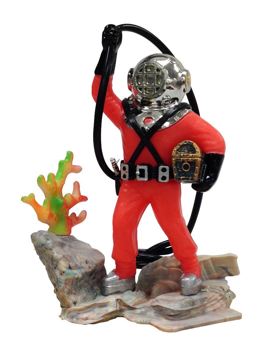 Penn-Plax Aerating Action Bubbler Ornament, Diver With Hose | Color May Vary | Small (050)