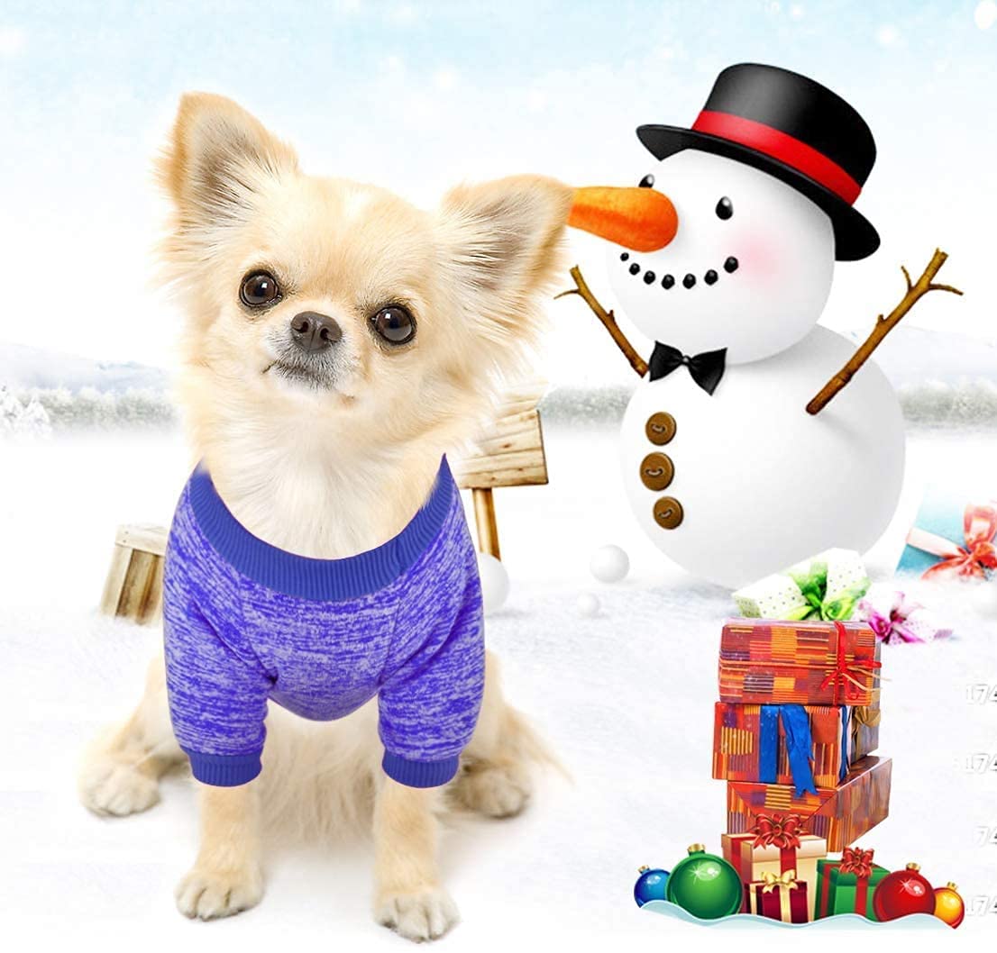Idepet Dog Sweater - Soft Fleece Knitwear for Small/Medium Dogs, Dark Blue, Warm Pet Clothes, Ideal for Winter