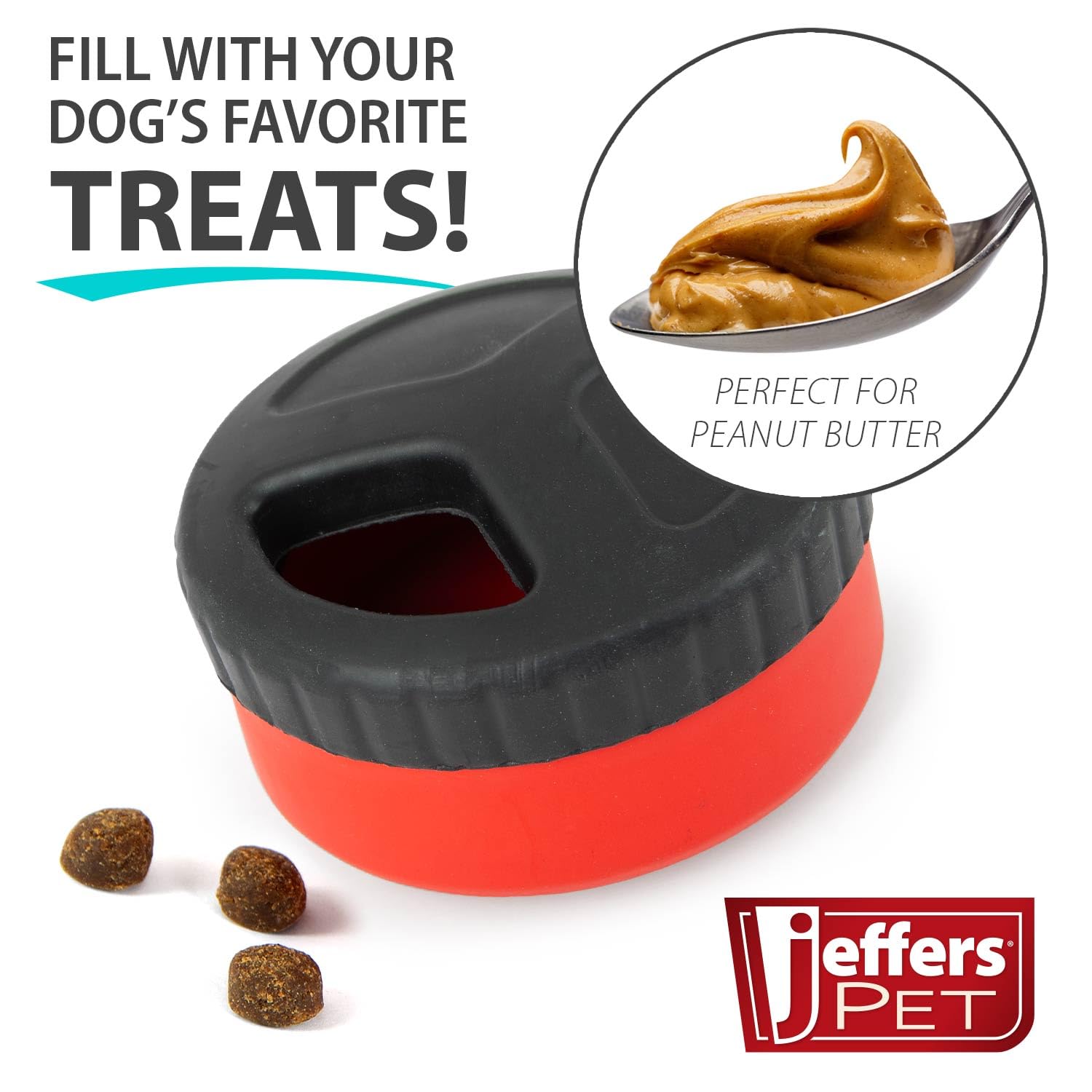 Jeffers Pet Natural Rubber Dog Chew Toy - Red Hocky Disc, Medium - Treat Dispensing, Vanilla Scent, Durable, Non-Toxic, Dishwash