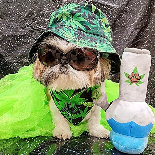 Nestpark Puppy Chiefer 3000 - Funny Dog Toys - Plush Squeaky Weed For Medium, Small And Large - Cute Dog Gifts For Dog Birthday