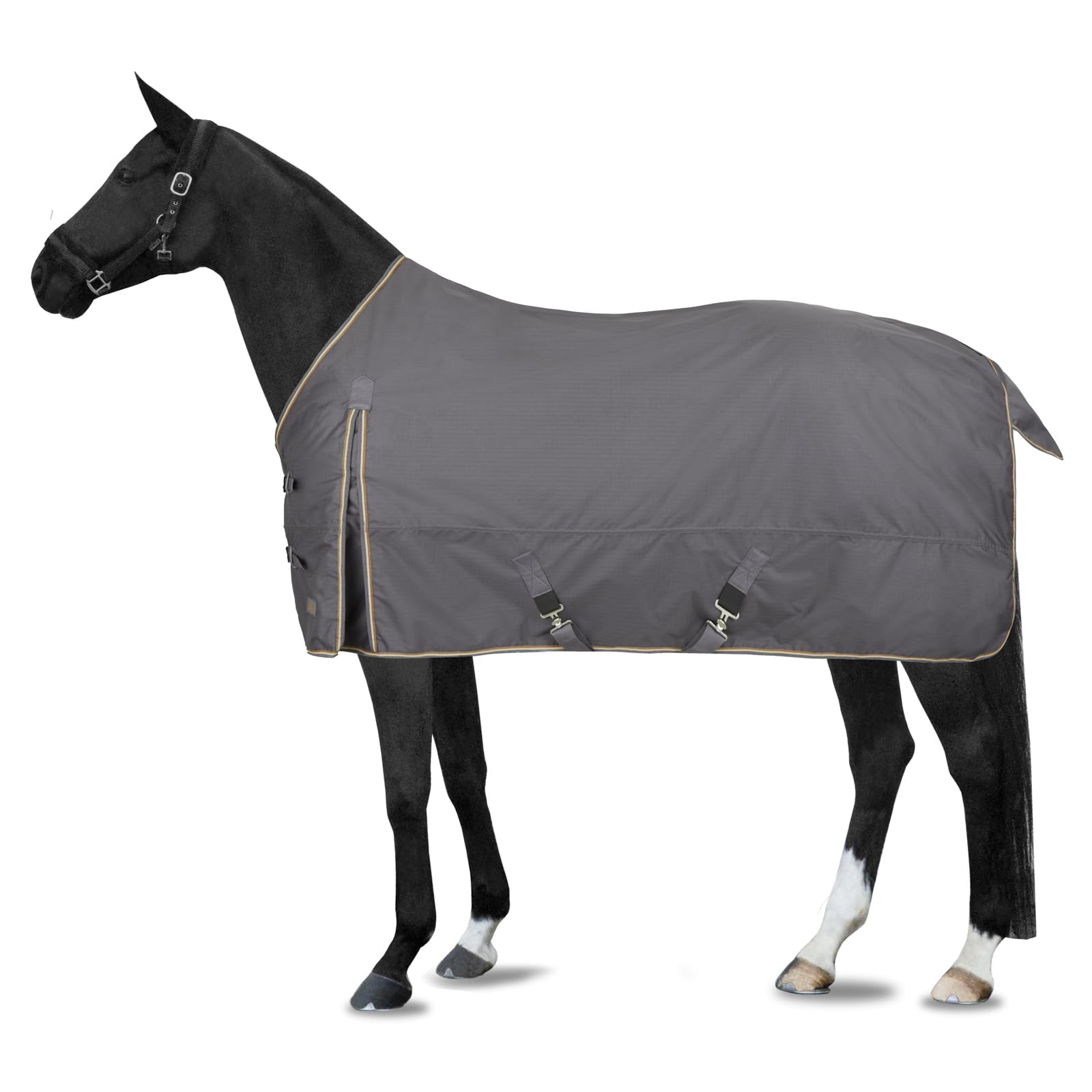 HORZE Glasgow Lightweight Waterproof Horse Turnout Blanket (100g Fill) - Blackened Pearl - 81 in
