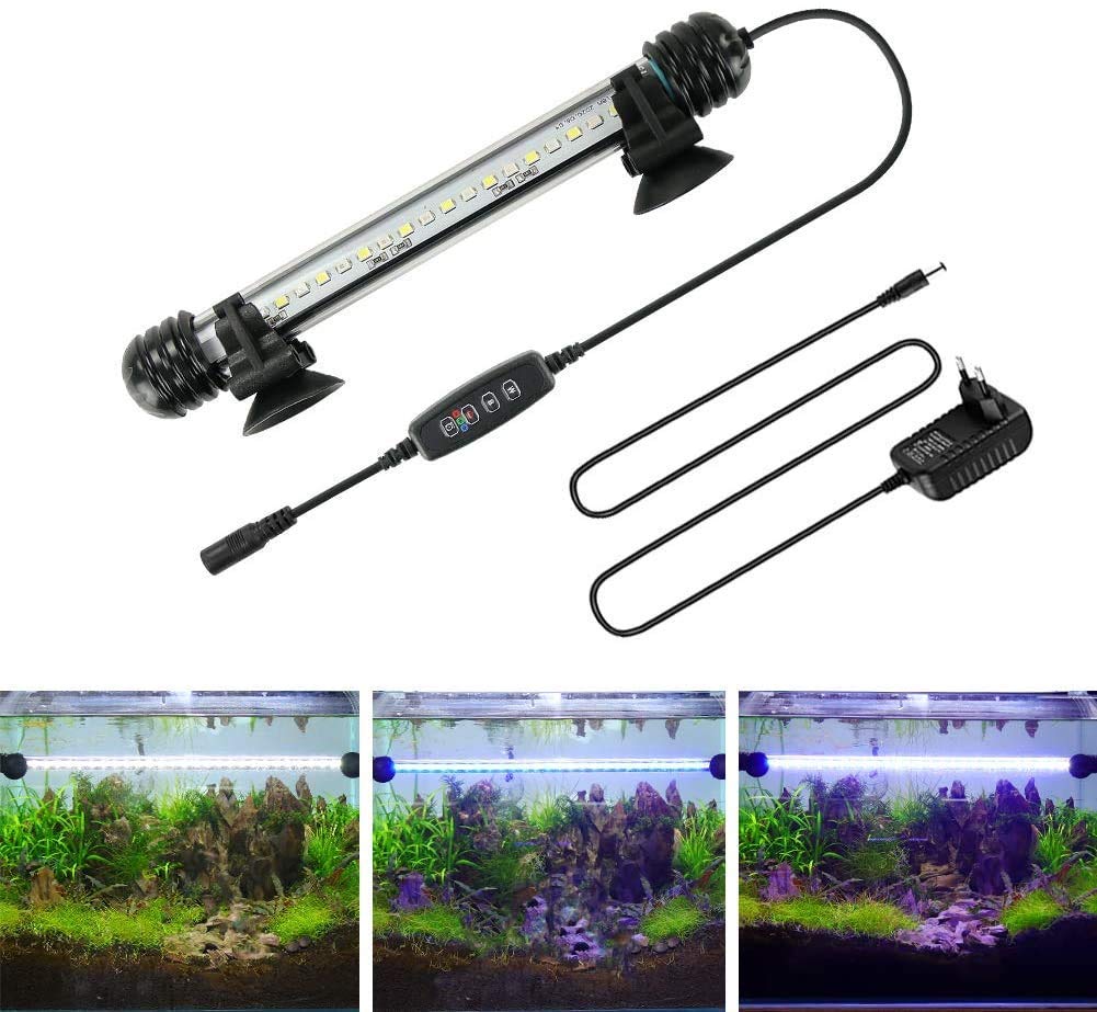 Aquariumbasics Led Aquarium Light For Fish Tank,Auto On/Off Submersible White And Blue Led Aquarium Plant Light With Timer And Dimming Function (37 Inch（Timer & Dimming Function)