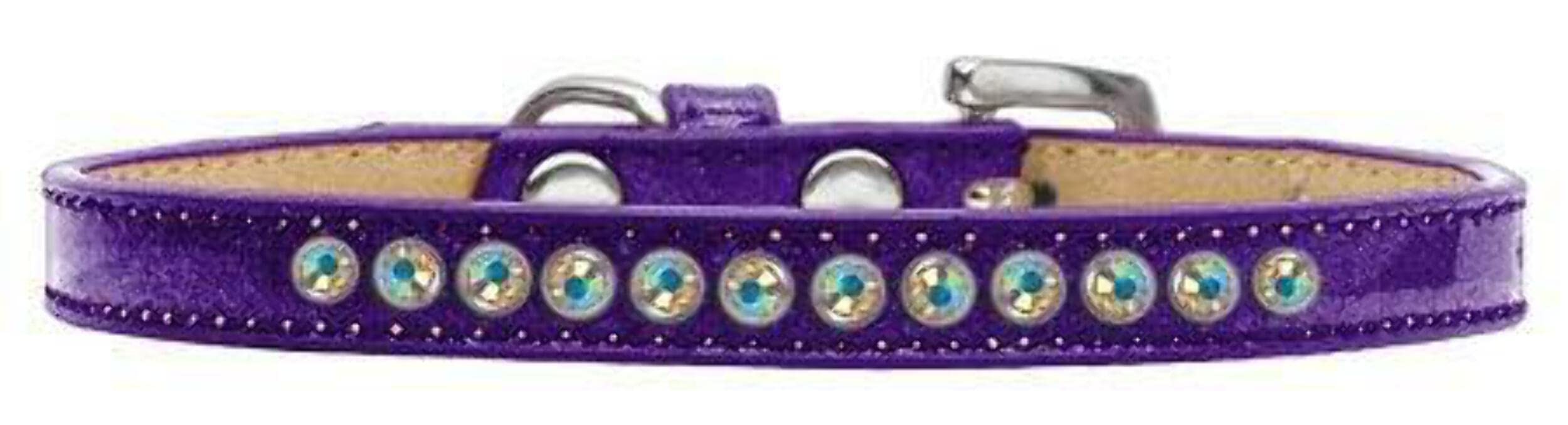 Dog, Puppy and Pet Ice Cream Collar, Aurora Borealis Crystal Rimsets Purple 12