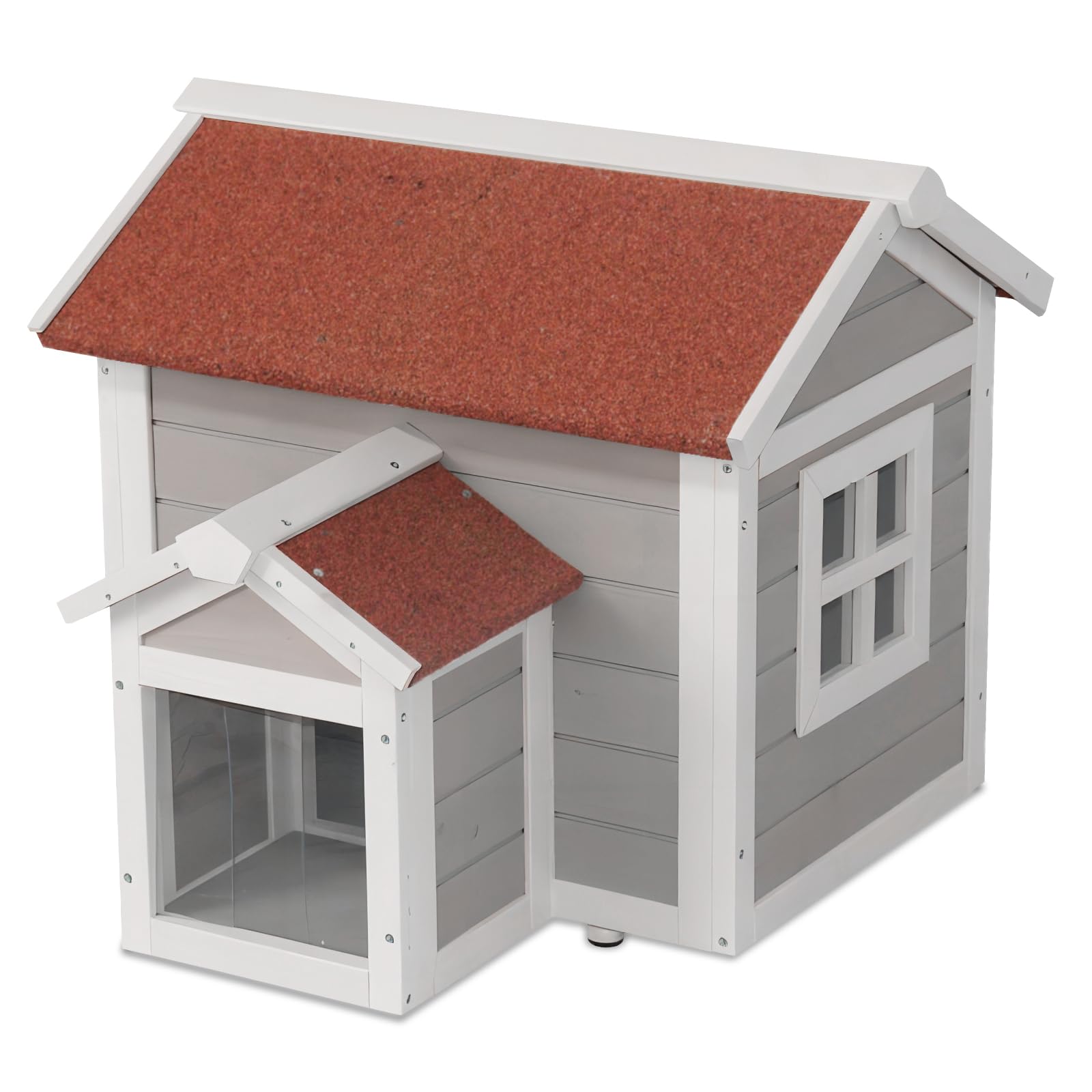 Funxplore Feral Cat House For Outdoor Cat Enclosure Winter Double Rooms Weatherproof With Openable Roof