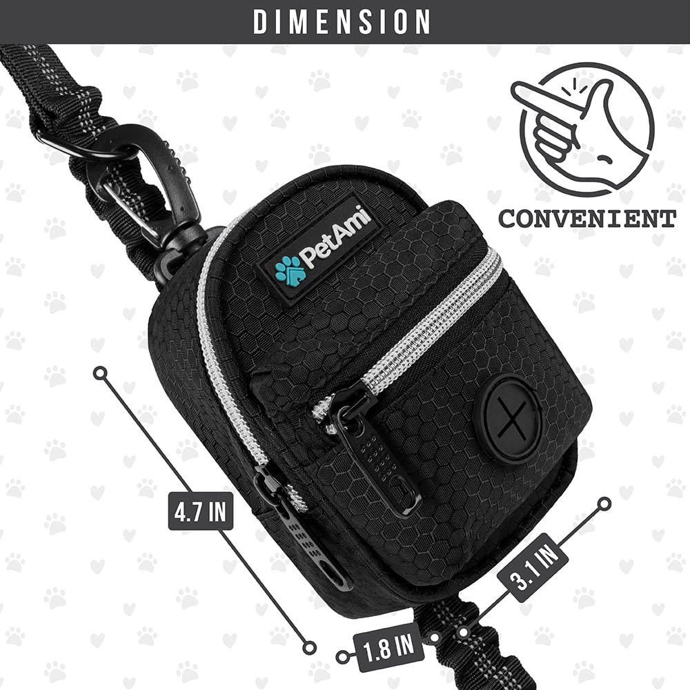 PetAmi Dog Poop Bag Holder for Leash, Dog Pet Waste Bag Dispenser For Poop With Clip For Doggie Puppy Walking Accessories Travel