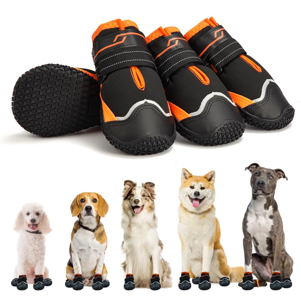 Musimc Dog Shoes For Large Dogs Anti-Slip Dog Boots & Paw Protectors For Hot Pavement Waterproof Small Medium Large Dog Booties 