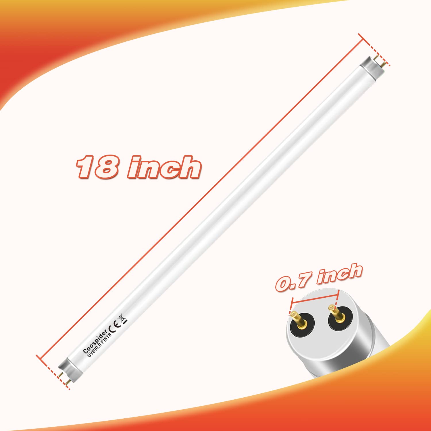 Hypool 2 Pack T8 Strip Uva Uvb Reptile Lighting Bulb 18-Inch 15 Watt Uvb 10.0 Fluorescent Bulb 10-Percent Uvb Desert Pet Habitat