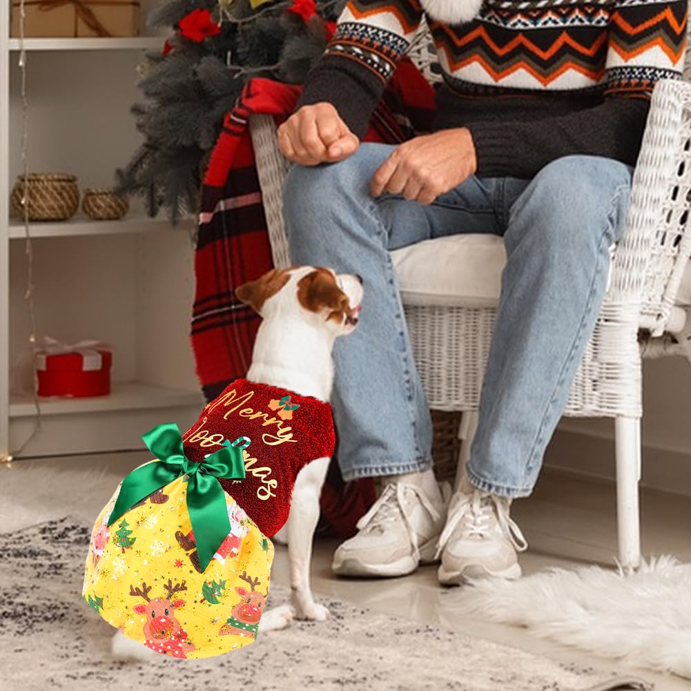 Dog Christmas Outfit And Costume - Funny Puppy Dress With Bow For Small And Large Dogs - Pumpkin Witch Bat Pet Halloween Costume