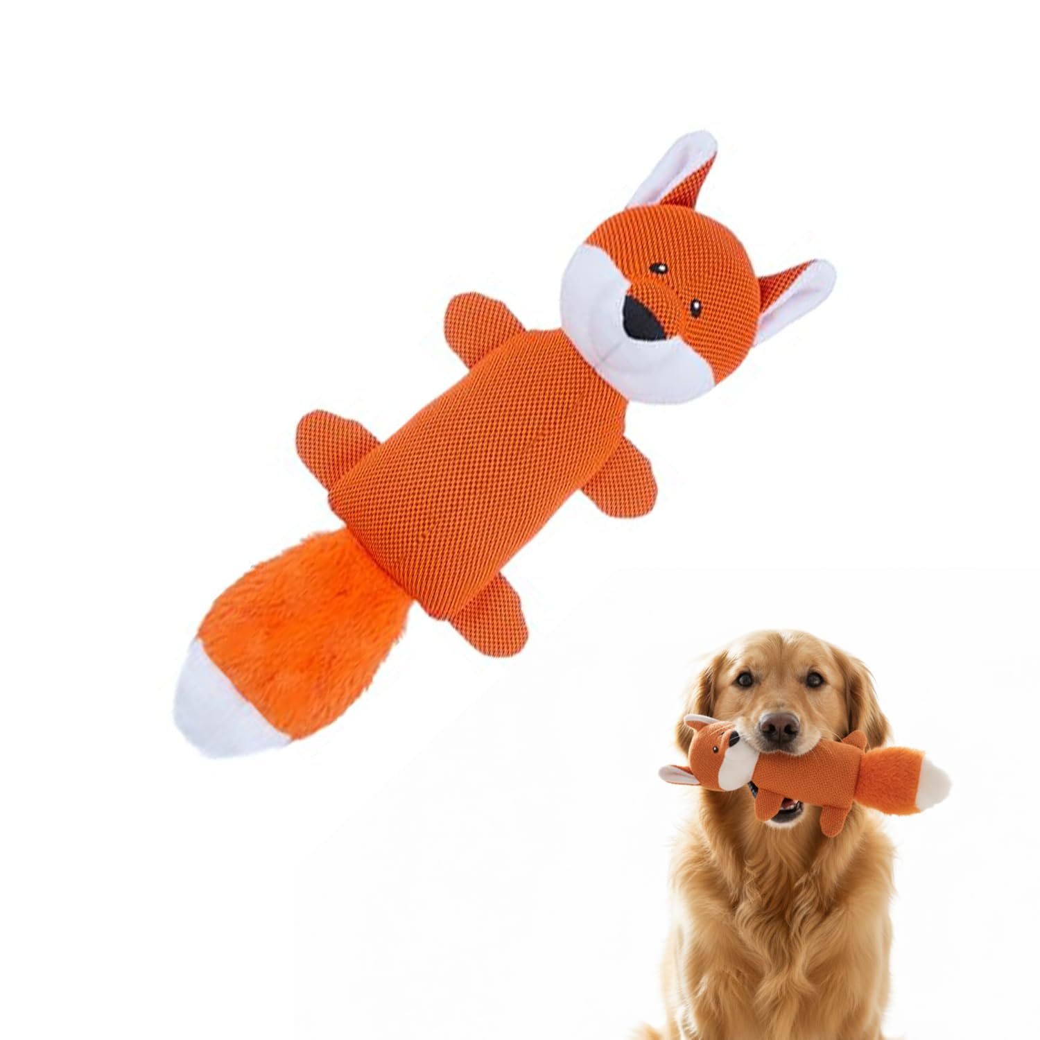 amazon basics Premium Pet Plush Toy Fox | Dogs & Cats | Soft Durable Fabric | Soft Toy for Pets | Puppy (Orange)