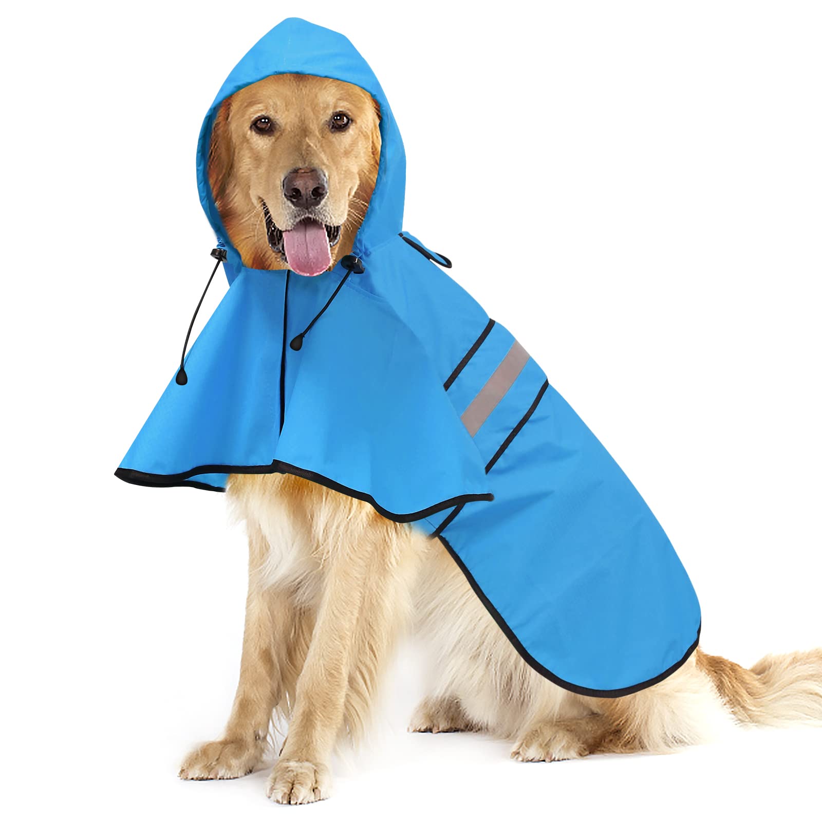 Ezierfy Reflective Dog Rain Coat - Waterproof Adjustable Pet Raincoat Jacket, Lightweight Dog Hooded Dog Rain Coat Poncho For Sm