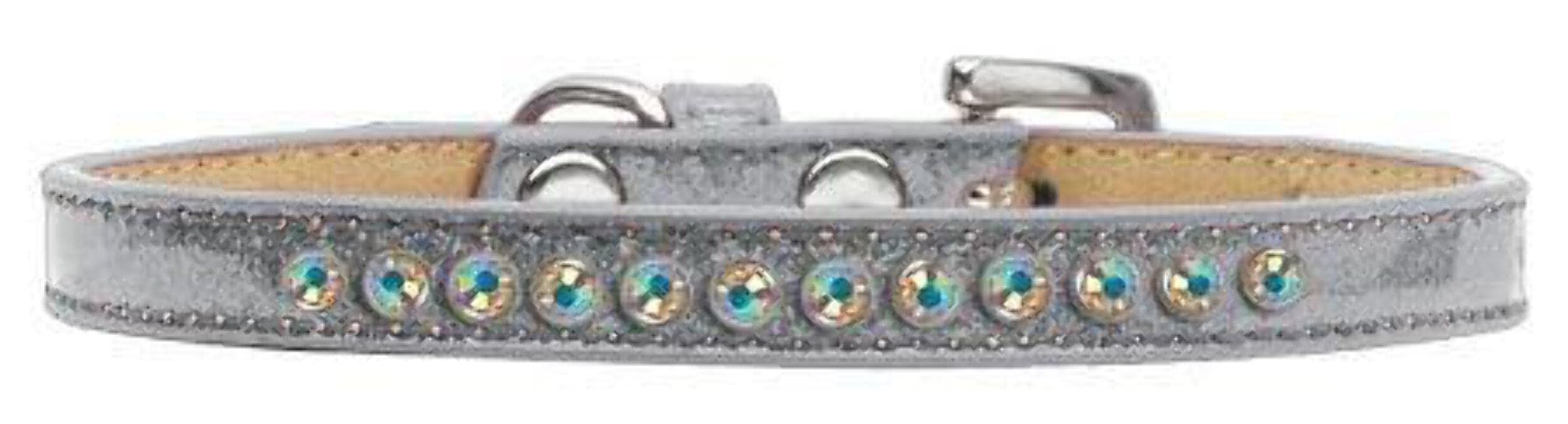 Dog, Puppy and Pet Ice Cream Collar, Aurora Borealis Crystal Rimsets Silver 16