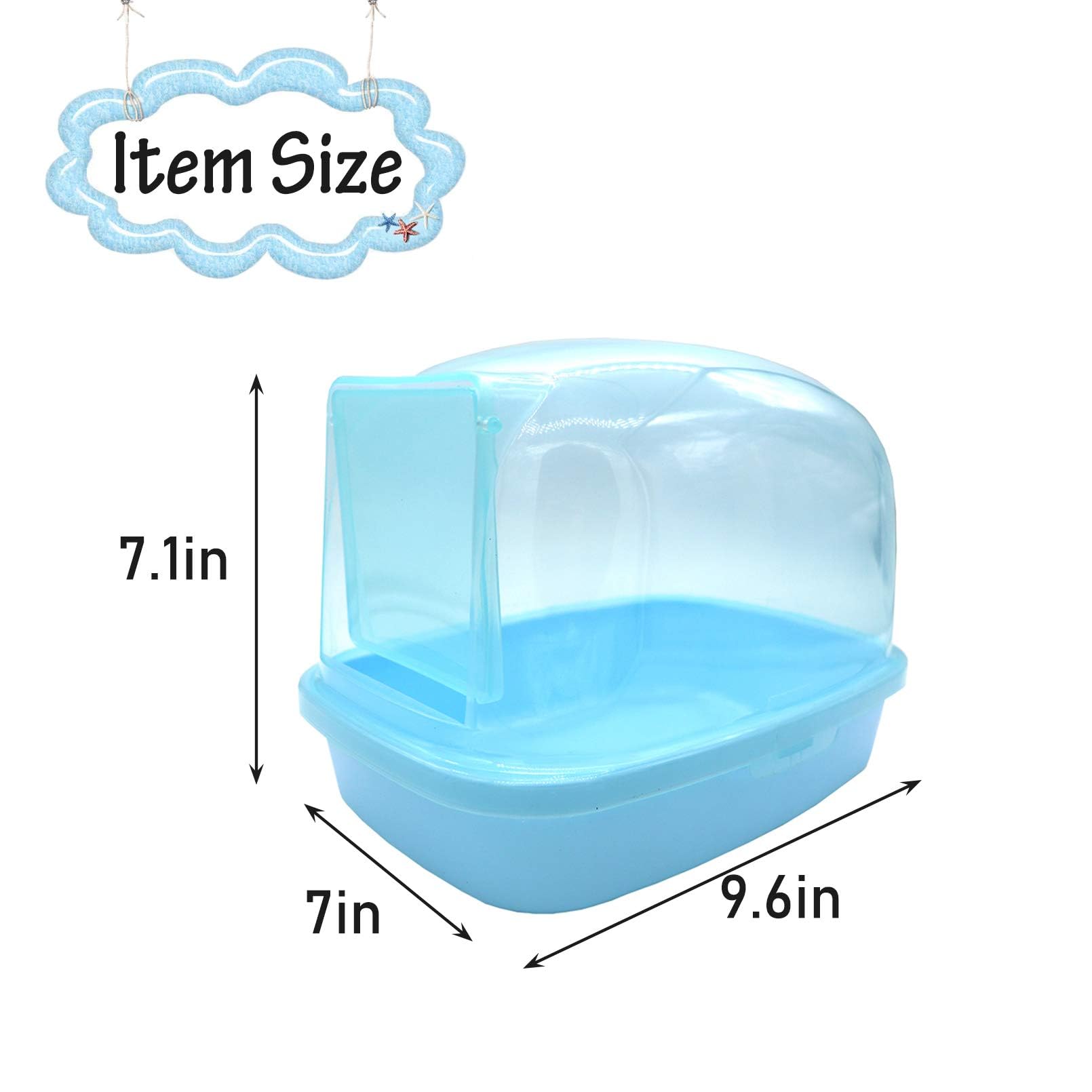 Kathson Dwarf Hamster Bathroom, Chinchilla Sauna Room Plastic Sand Bath House Ideal For Gerbils, Hedgehog, Squirrel And Other Small Animals (Blue)