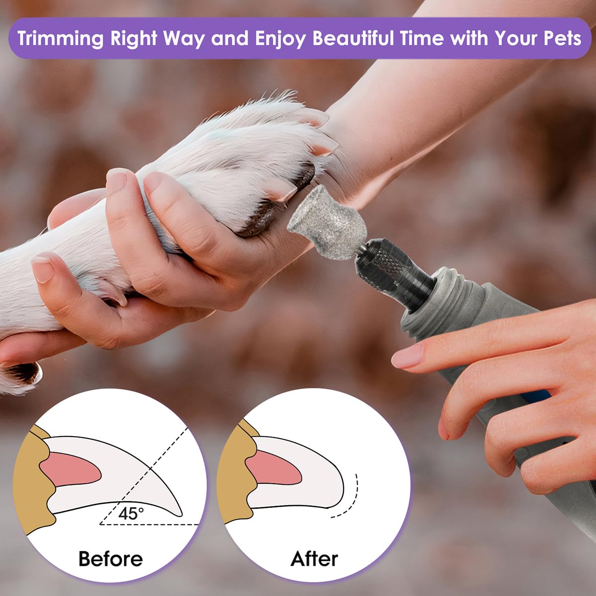 Asozeer For Dremel Dog Nail Grinder - Diamond Bits Attachment For Dog Nail - 1/8' Painless Nail Grinder Bits Won'T Pull Hair Or