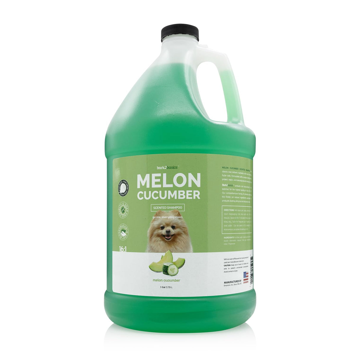 Bark 2 Basics Melon Cucumber Dog Shampoo, 1 Gallon - Unique Herbal Blend, Protects, Repairs, And Nourishes, Delivers Nutrients To Skin And Coat