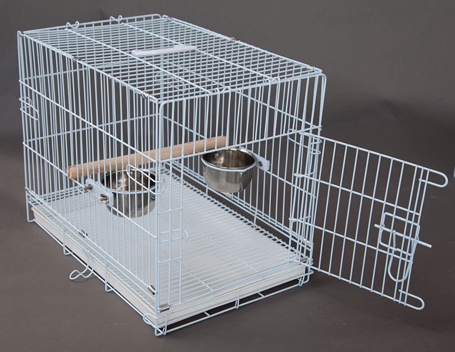 Large Easy Collapsible Travel Vet Bird Parrot Carrier Metal Cage Bar Spacing 1.25-Inch Prevent Your Parrot Bird Beaks Out With S