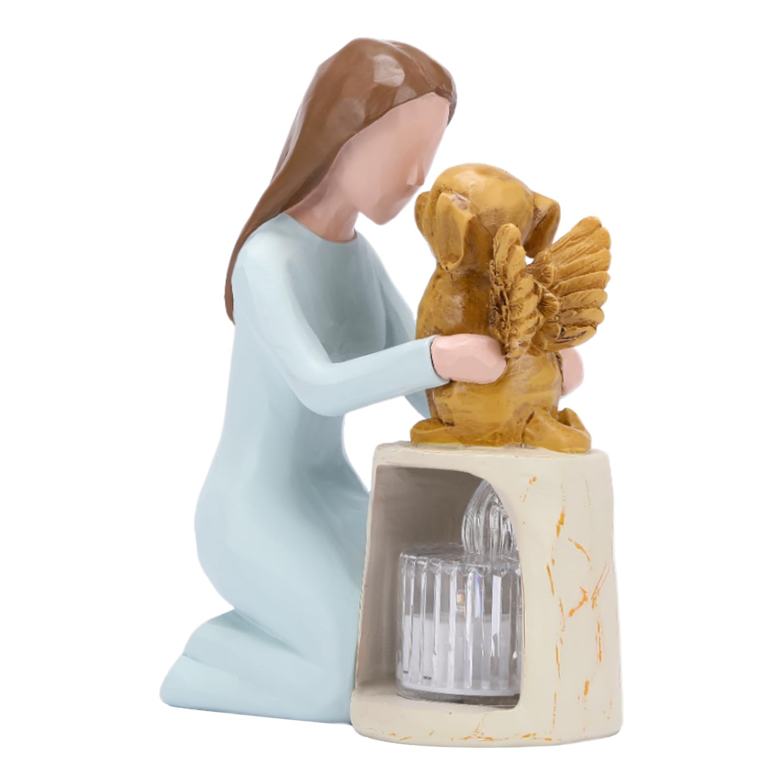 Seawah Dog Memorial Gifts For Loss Of Dog - Hand-Painted Angel Dog Candle Holder Figurine Statue For Women&Dog Mom - Sympathy Gi