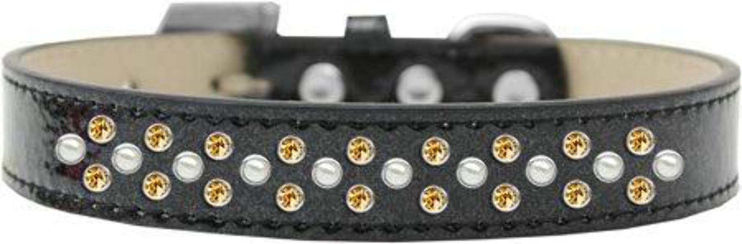 Mirage Pet Products Sprinkles Ice Cream Dog Collar with Pearl and Yellow Crystals, Size 12, Emerald Green