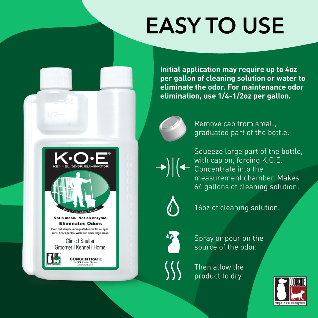 Odorcide, Thornell Koe Kennel Odor Eliminator Concentrate, Great For Cages, Runs, Floors & More, Pet Odor Eliminator For Home &