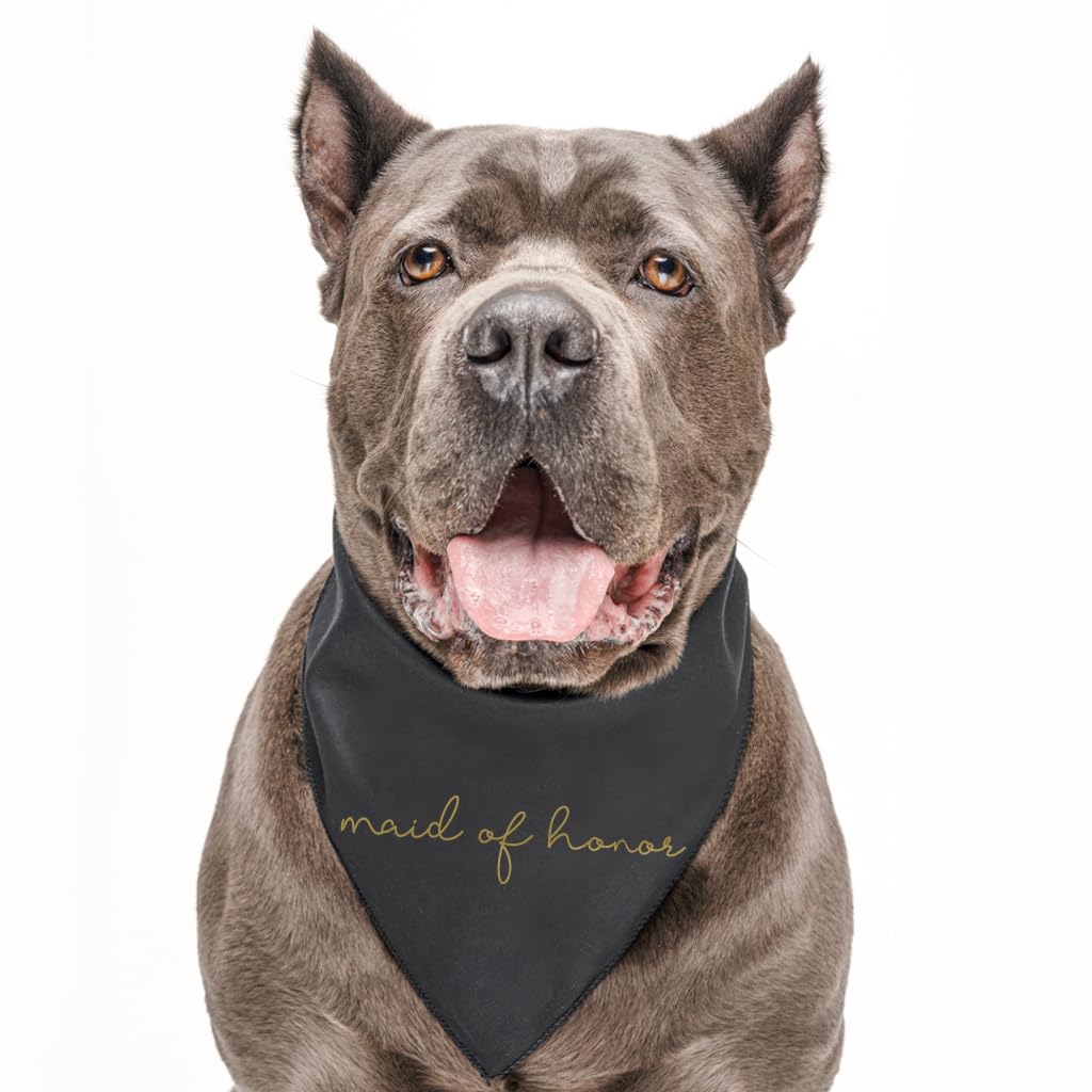 Maid Of Honor Dog Bandana | 100% Cotton Triangle | Made In Usa | Wedding Photo Prop | Bridal Shower | Engagement Announcement |