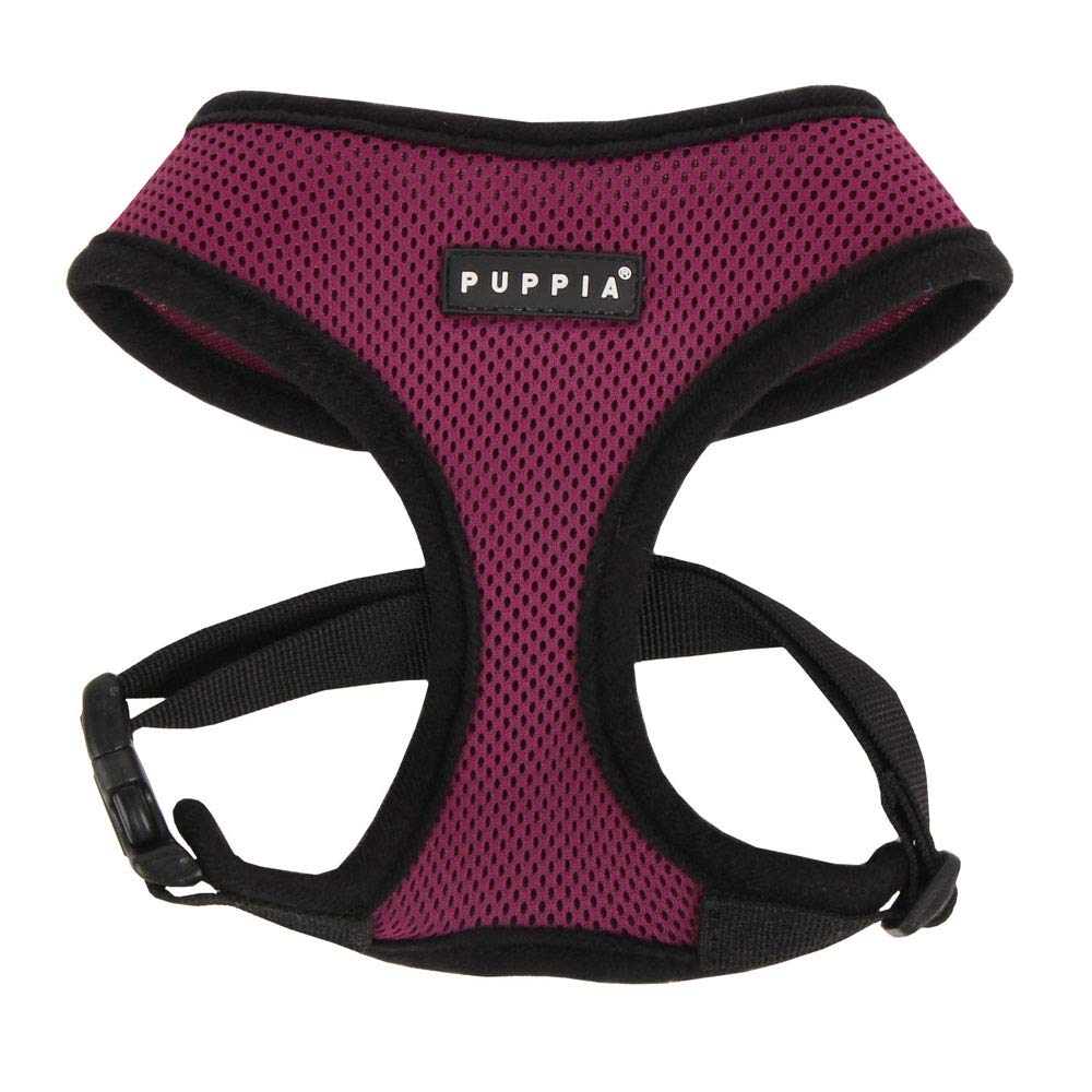 Puppia Soft Dog Harness No Choke Over-The-Head Triple Layered Breathable Mesh Adjustable Chest Belt And Quick-Release Buckle, Purple, Large