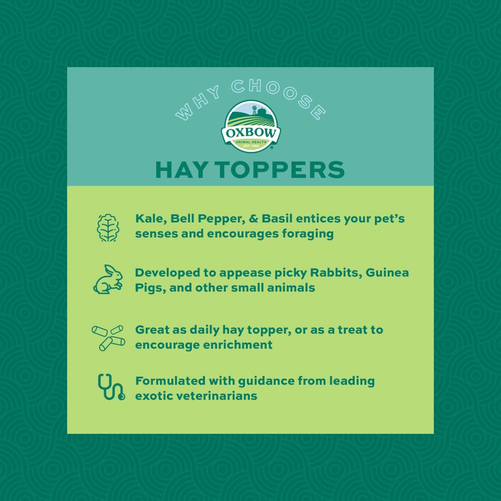 Oxbow Hay Toppers Garden Blend, Bunny Treats, Foraging Enrichment for Rabbits, Chinchillas, Guinea Pigs, and Other Small Herbivo