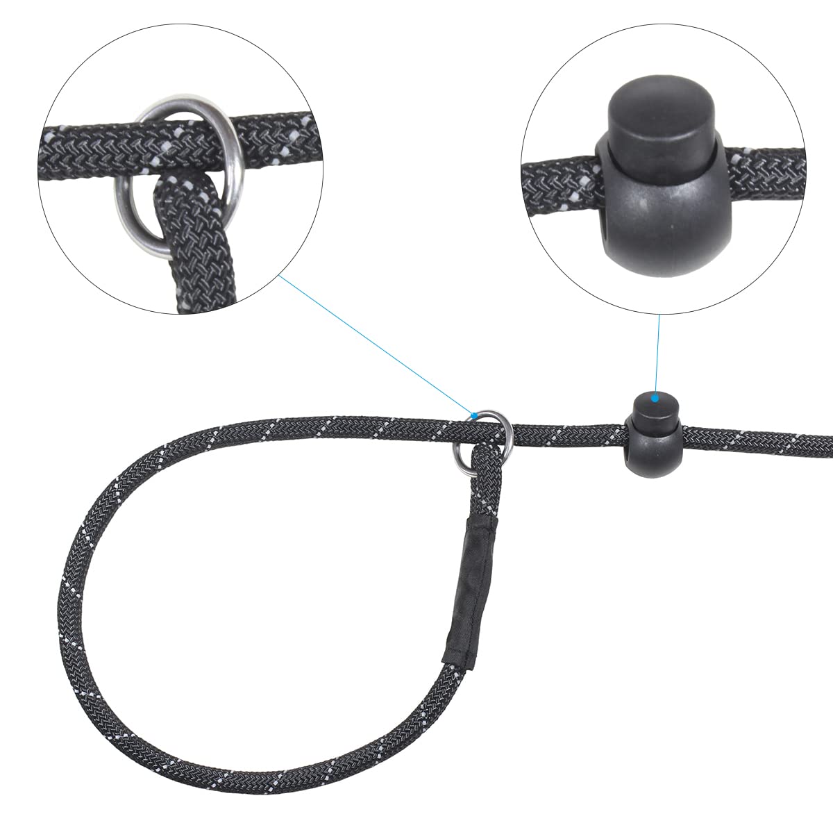 Hiado Slip Lead Dog Leash Reflective With Stopper Loop Rope Training No Pull For Small Medium Large Dogs 5Ft Black