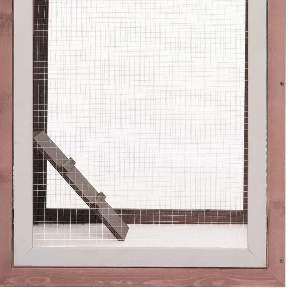 vidaXL Chicken Cage 66.9"x31.9"x43.3", Mocha and Green Wooden Hutch for Small Animals, Solid Pine and Fir Wood Frame, Iron Wire Mesh, Easy Assembly, Weather-Resistant Roof, Improved Ventilation