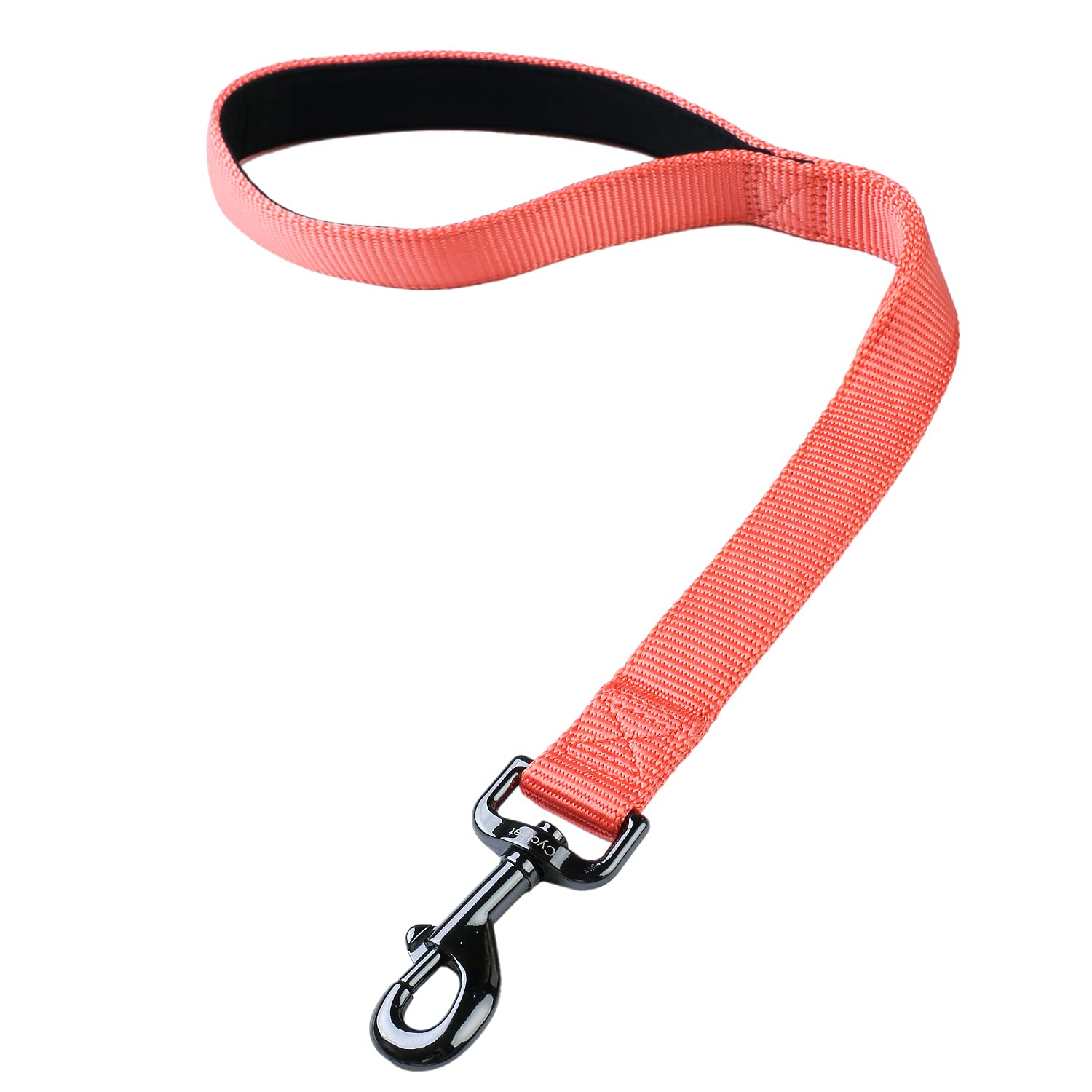 Cyclpet Short Dog Leash With Traffic Nylon And Comfort Padded Handle 18 Inch Lead. (18 Inches, Living Coral)