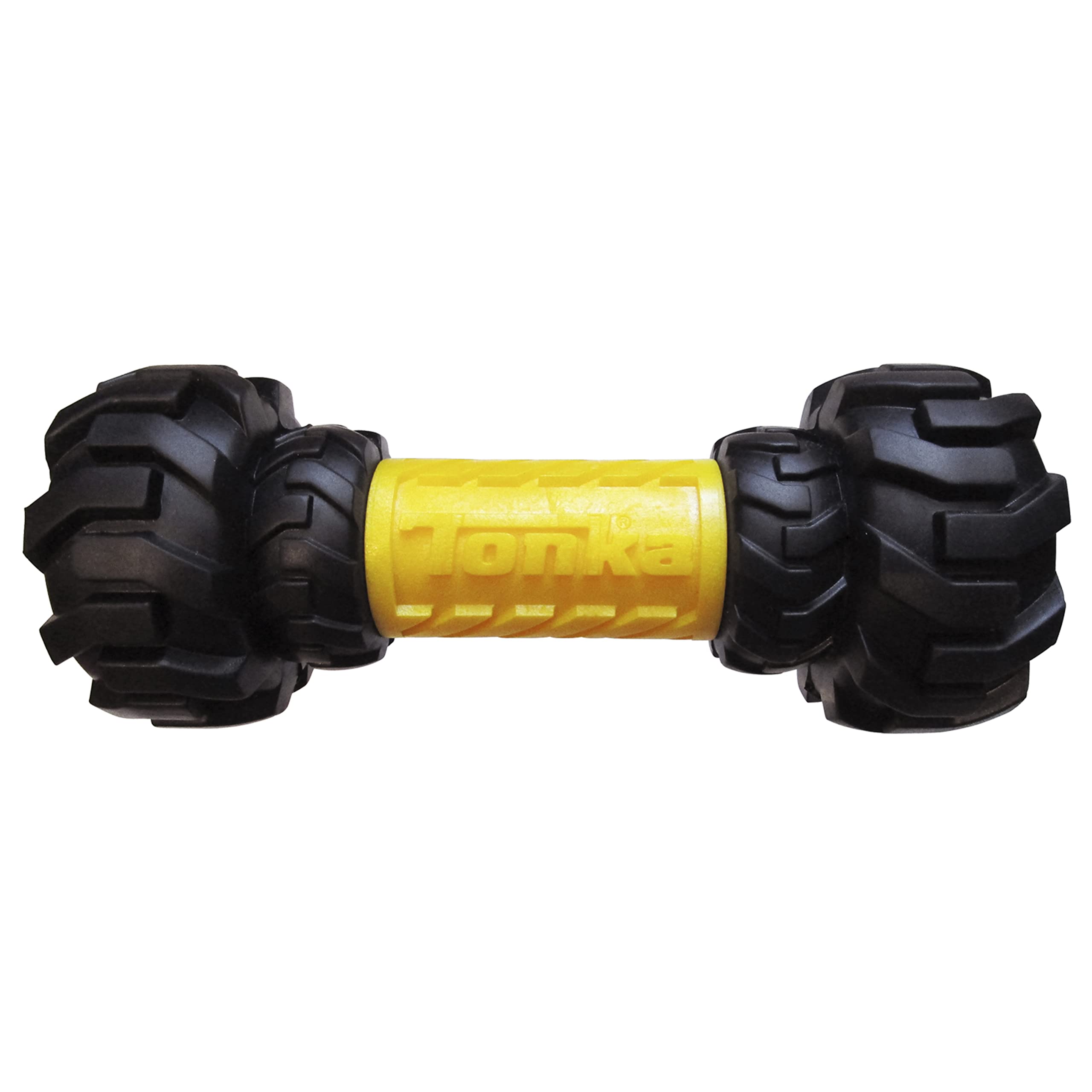Tonka Axle Tread Dog Toy With Interactive Feeder, Lightweight, Durable And Water Resistant, 7 Inches, For Medium/Large Breeds, Single Unit, Yellow/Black