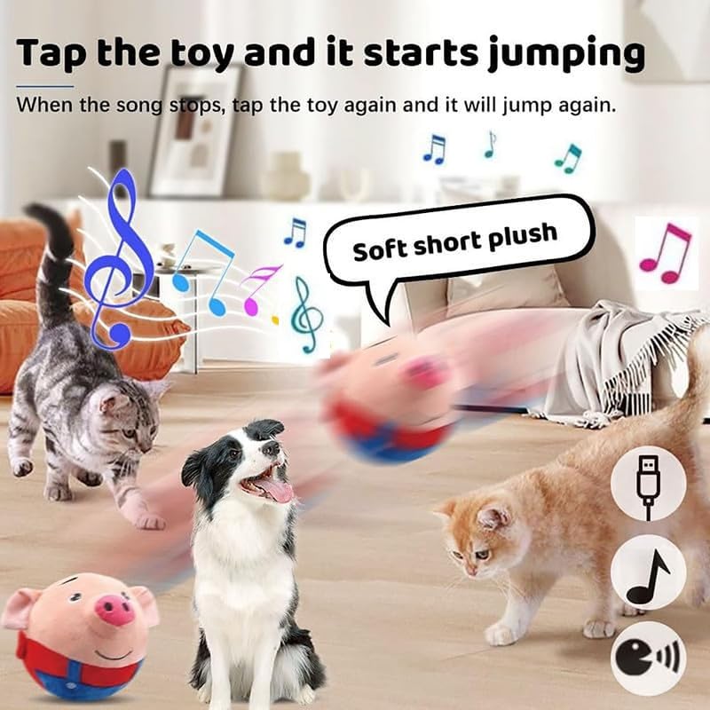 Geojec Interactive Dog Toys,Jumping Squeaky Dog Toys With Recording And Music Modes,Activated Dog Toy Moving Dog Toy For Small/M