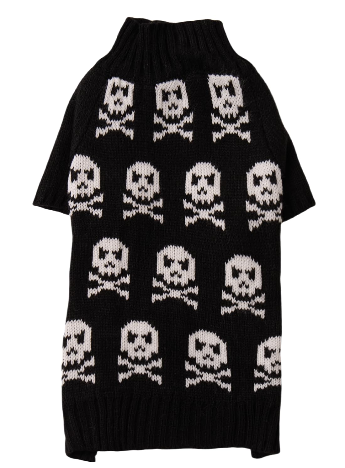 Lanyarco Black Fashion Pet Cat Halloween Clothes Skull Kitten Puppy Halloween Sweater, X-Small (Xs) Size 9'' Back
