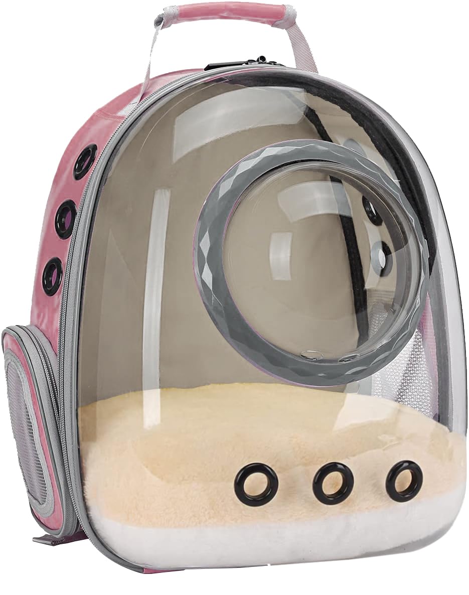 Pet Carrier Backpack For Kitten, Small Puppy And Bunny, Backpack For Kitten, Space Capsule Bubble Cat Backpack Carrier, Airline Approved Waterproof Green Pet Backpack For Small Dog (Pink)