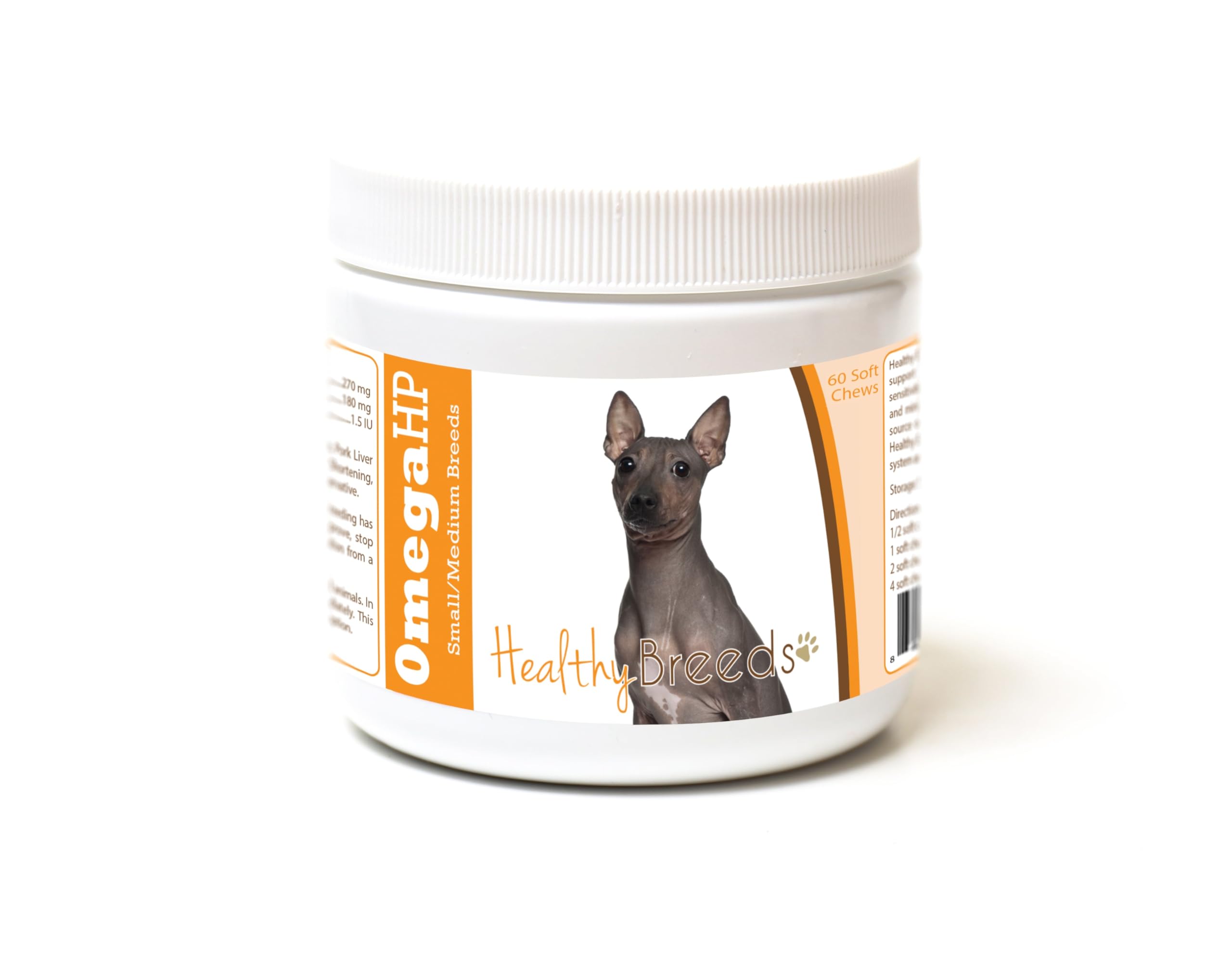 Healthy Breeds American Hairless Terrier Omega HP Fatty Acid Skin and Coat Support Soft Chews 60 Count