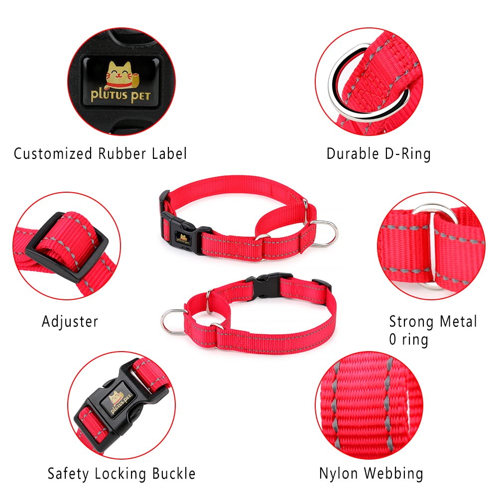Plutus Pet Reflective Martingale Collar With Quick Snap Buckle,No Pull Dog Choker Collar For Small Medium Large Dogs,Xs,Red