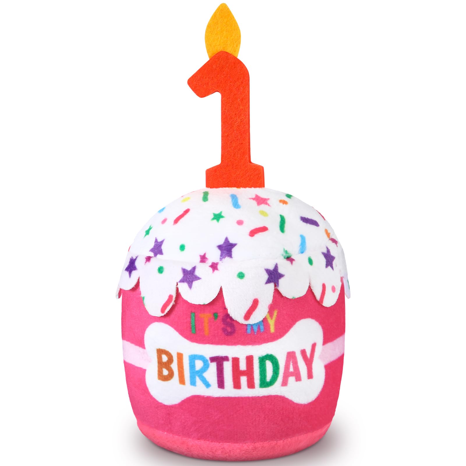 Dansydaisy Dog 1St Birthday Cake Toy Accessories For Girl Boy Gifts, Pink Squeaky Plush Toy For Dog Birthday Party Decor Favor F