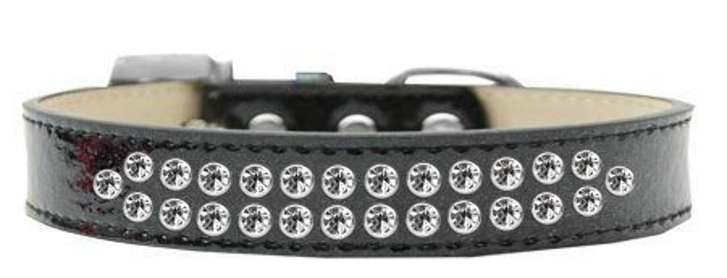 Dog, Puppy & Pet Ice Cream Collar, Two Row Clear Crystal Rimsets Black 16