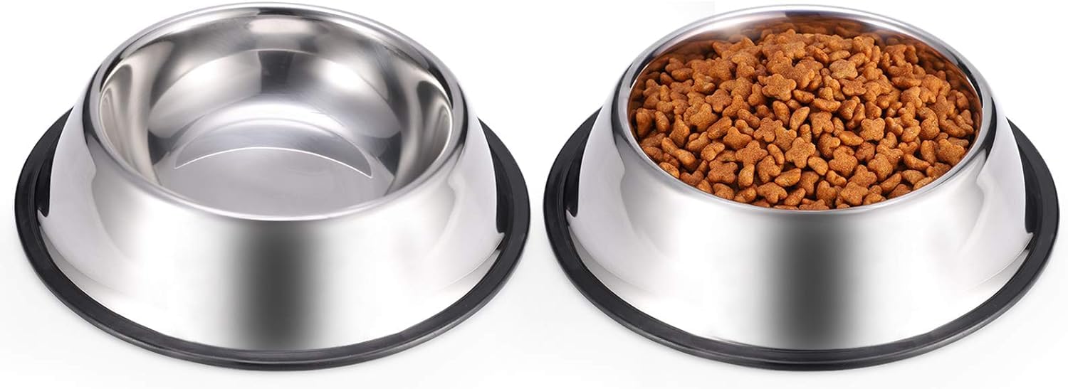 Pets Stainless Steel Feeder, Food And Water Bowl For Puppys, Dogs & Cats (200 Ml X 2 Pack)