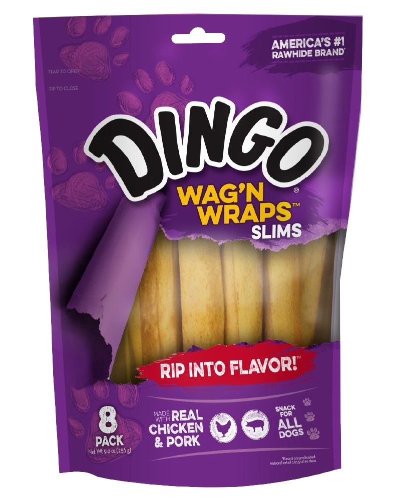 Dingo Wag’N Wraps Slims 8 Count, Made With Real Chicken And Pork, For All Dogs