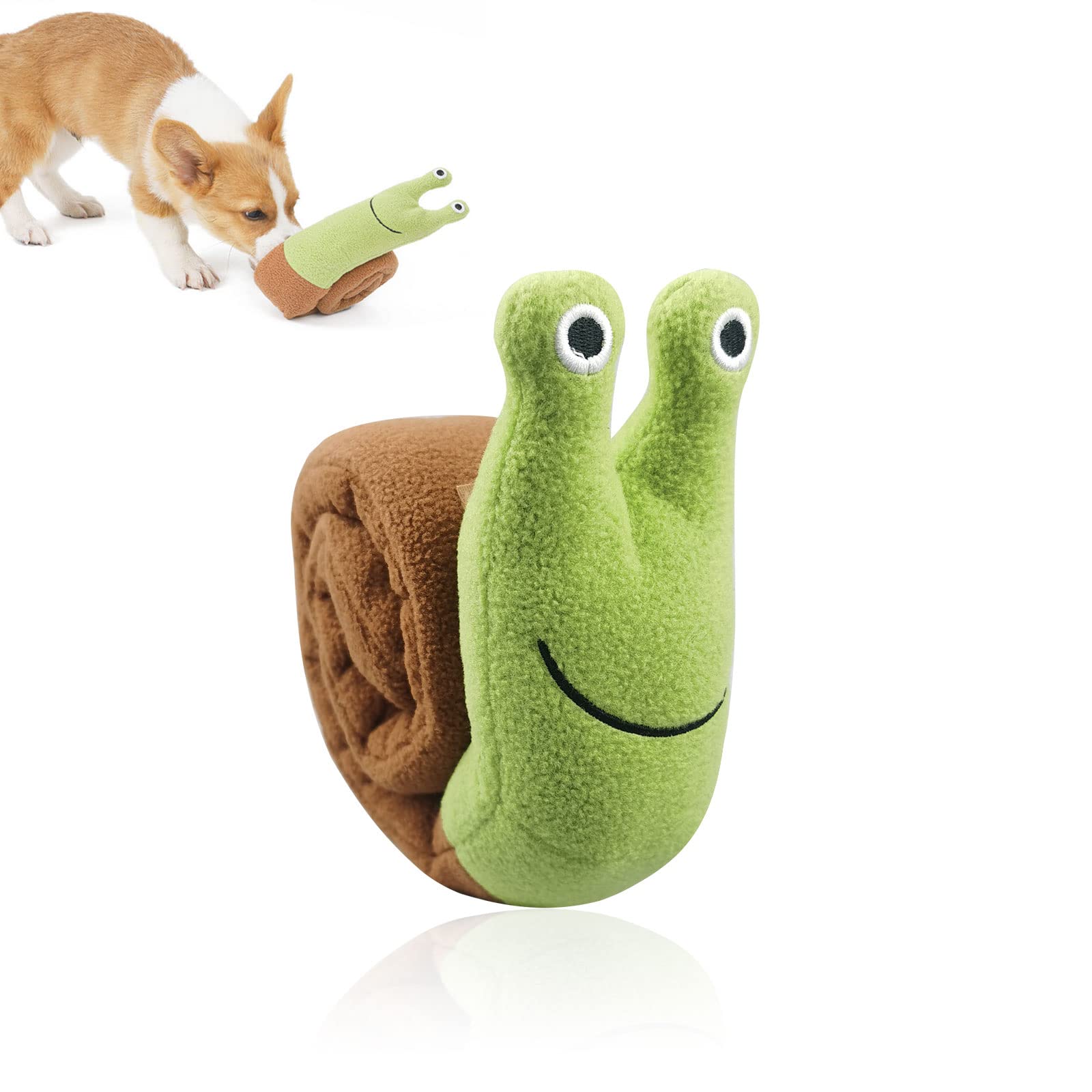 Andiker Dog Squeaky Snuffle Toy with 3 Noisemakers - Cute Snail Shape Dog Puzzle Toys IQ Training Treat Dispenser for Stress Rel