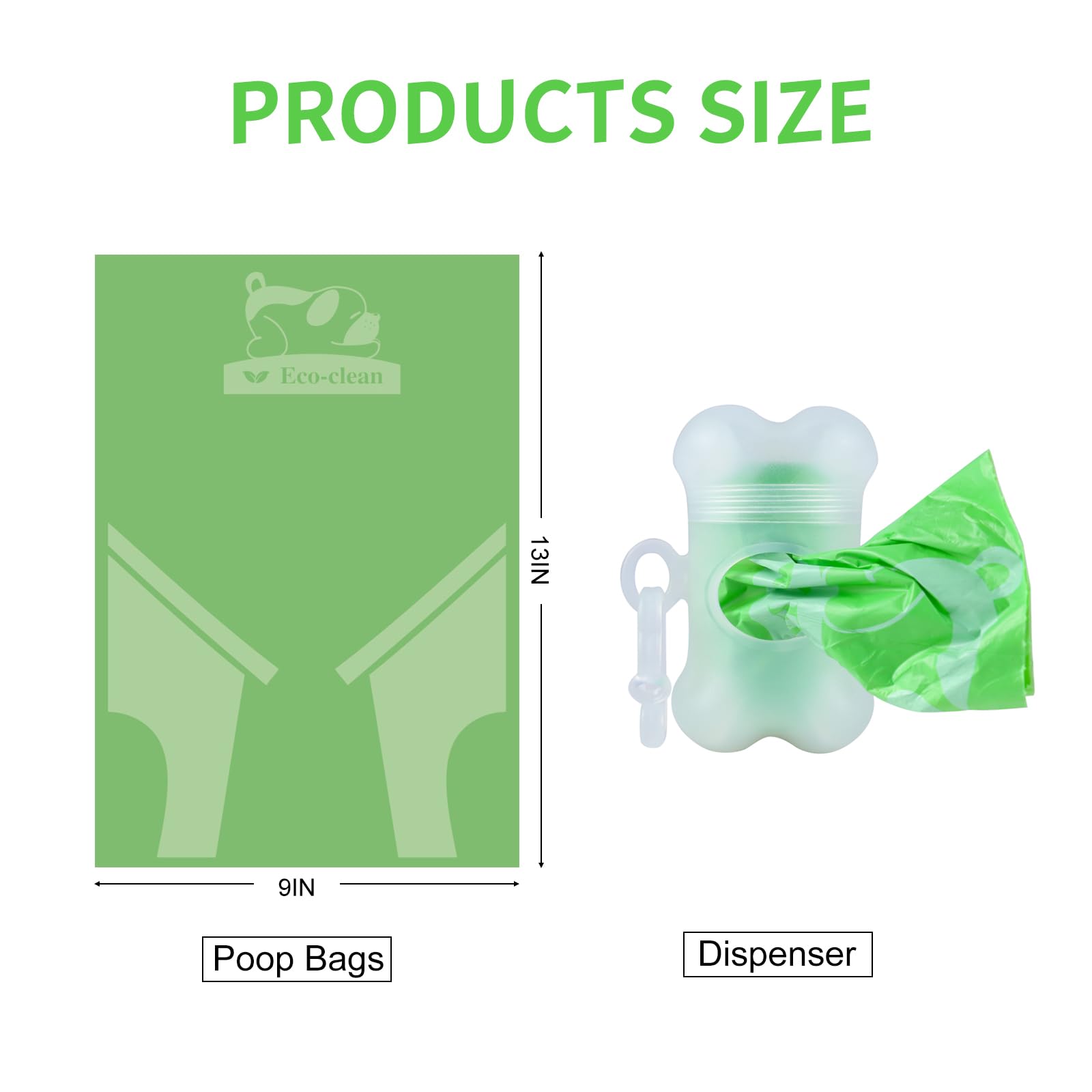 ECO-CLEAN 360 Count Dog Poop Bags with Dispenser, Leak-Proof, Unscented, 0.2 Ltr Capacity, Indoor/Outdoor Use