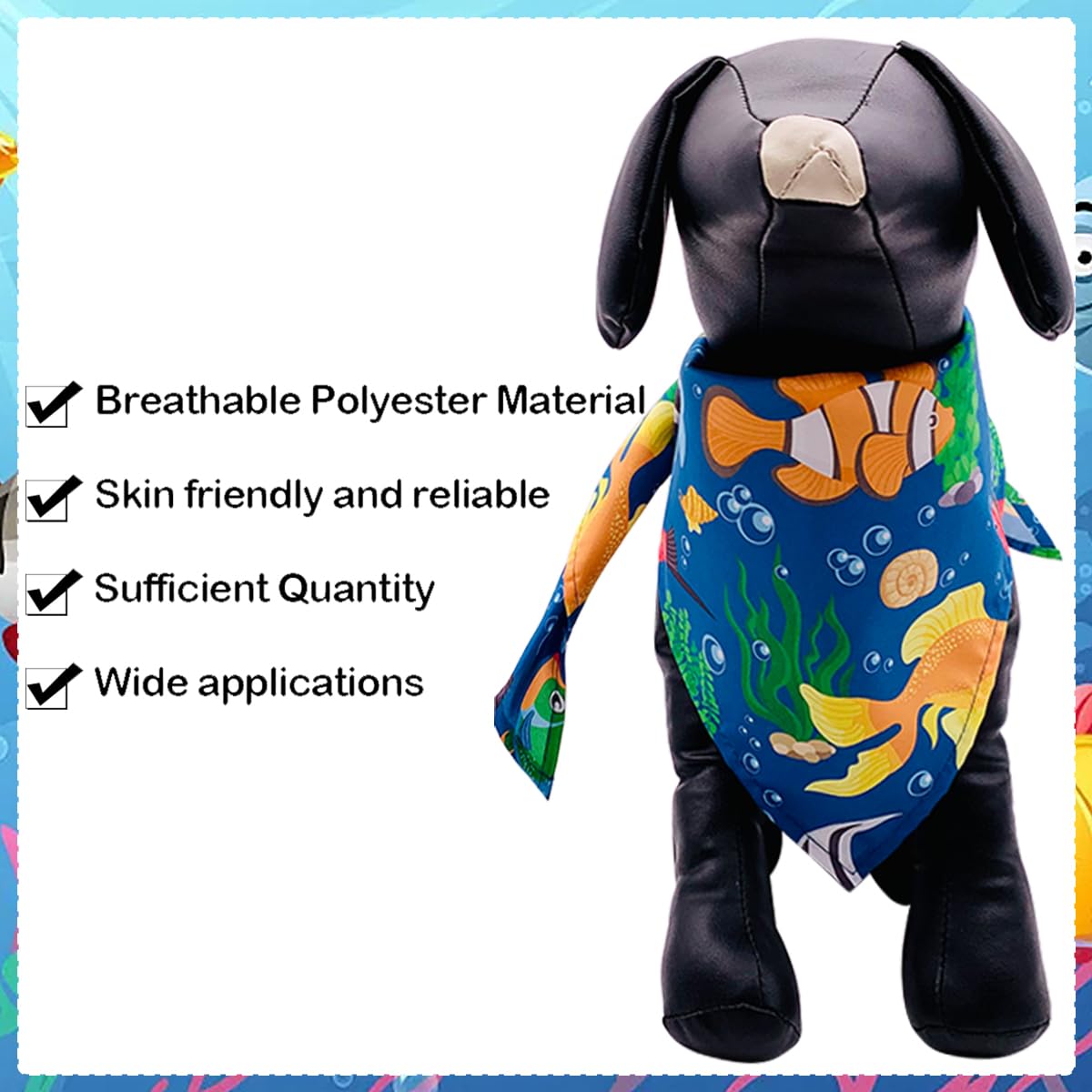 Jpgdn 100Pcs Dog Bandanas Bulk Sea Animals Summer Beach For Small Medium Dog Shark Turtle Sea Star Dolphins Kerchief Triangle Bi
